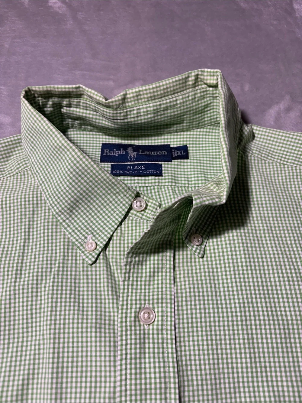 Ralph Lauren Blake Men’s XL Green Gingham Check Button Down Shirt
